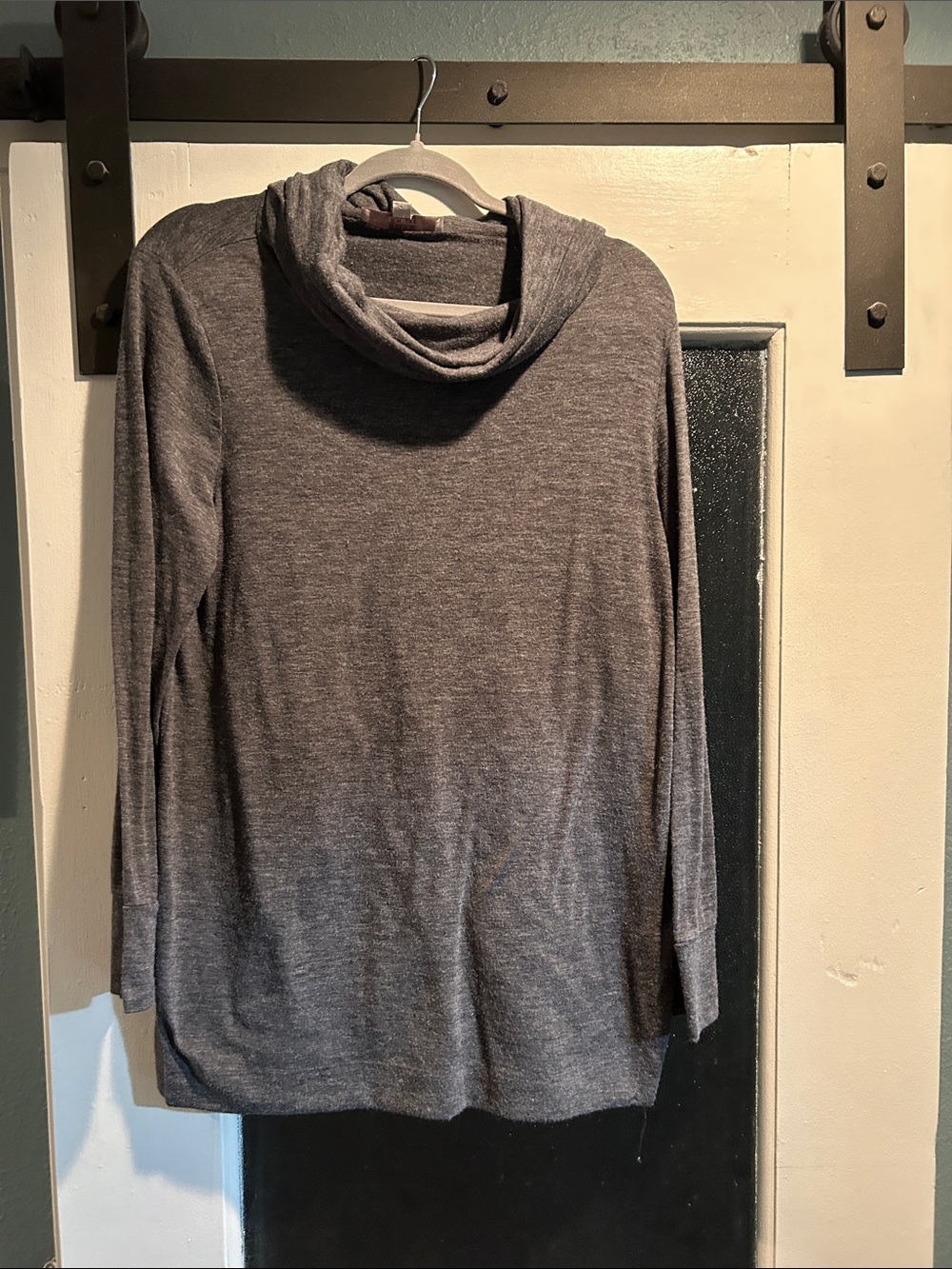 LOFT Heathered Gray Cowl Neck Sweater